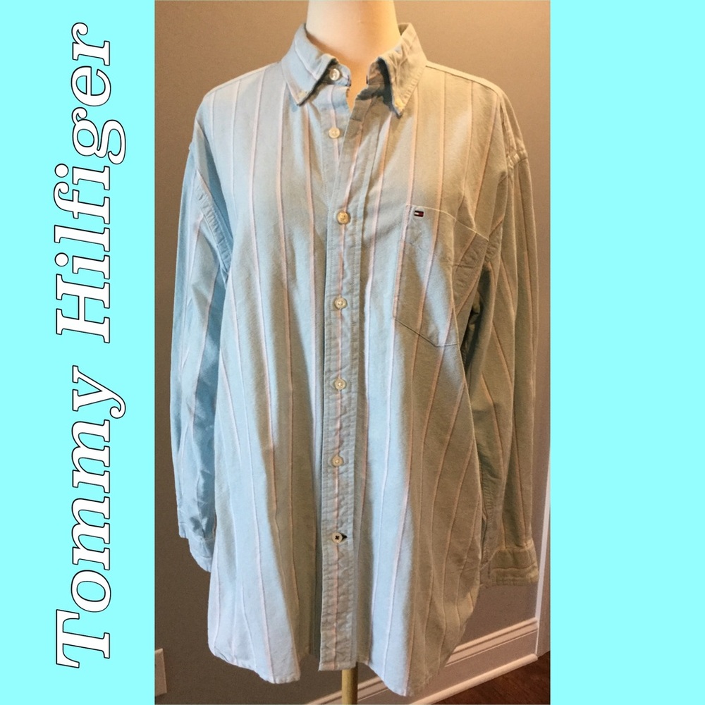 Men’s Tommy Hilfiger Light Blue Casual Button Down Shirt